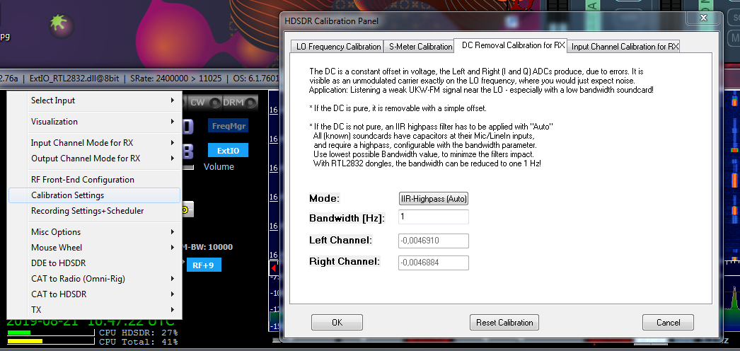 HDSDR DC Removal settings